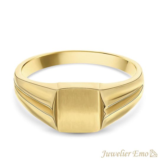 Juwelier Emo - 14 Karaat Gouden Kinderring jongens - MATTE LOOK - KIDS - MAAT 14.50