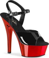 Pleaser Sandaal met enkelband -40 Shoes- KISS-209 US 10 Zwart/Rood