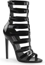 EU 45 = US 14 | SEXY-52 | 5 Heel Closed Back Strappy Cage Sandal, Back Zip