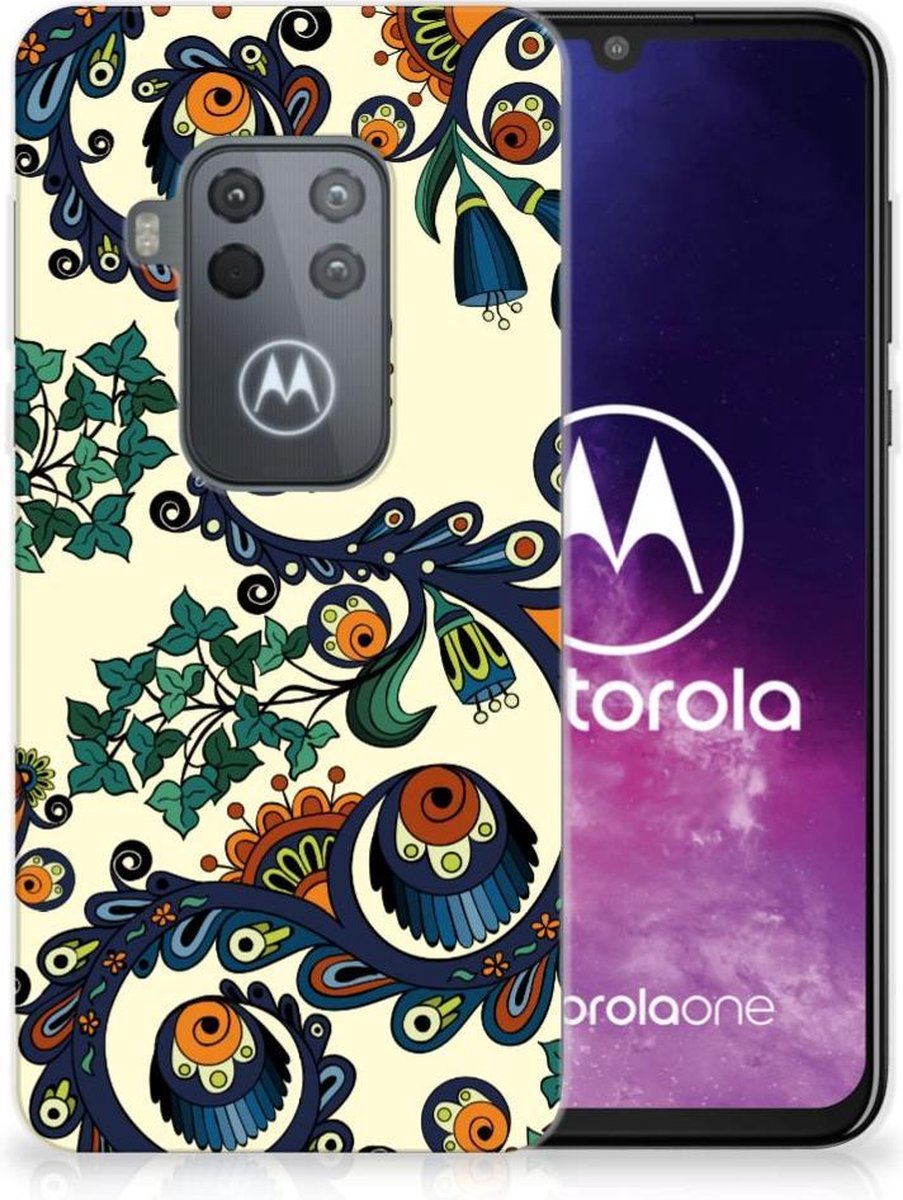 Siliconen Hoesje Motorola One Zoom Barok Flower