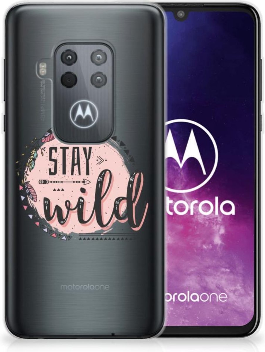 Motorola One Zoom Telefoonhoesje met Naam Boho Stay Wild
