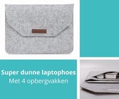 Vilten Laptophoes 15 inch met 4 Opbergvakken – Laptoptas – Laptop Beschermhoes – Laptop Case – Laptop Sleeve – Laptop Bescherming – Cadeau voor Mannen & Vrouwen - Grijs