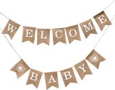 Jute Vlaggenlijn Welcome Baby - Slinger - Vlag - Raam  | Kraamfeest - Kraamtijd - Vintage - Geboorte - Feest - Babyshower  - Decoratie - Babykamer - Kinderkamer | Jongen - Meisje |