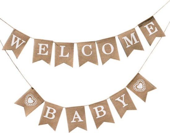 Jute Vlaggenlijn Welcome Baby - Slinger - Vlag - Raam | Kraamfeest -  Kraamtijd -... | bol