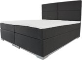 Boxspring Rome - Vaste luxe box - Pocketvering matras + Topper - 140 x 210 - 4 vakken - Antraciet - L poten