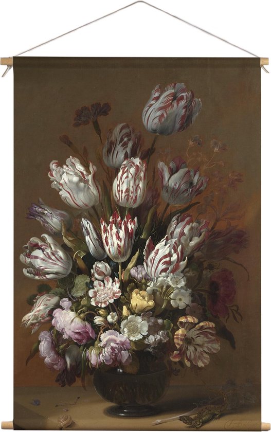 Stilleven met bloemen | Hans Bollongier  | oude meesters | Textieldoek | Textielposter | Wanddecoratie | 30CM x 45CM” | Schilderij