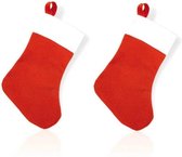 2x Rode mini kerstsok 32 cm - Relatie geschenken - Voordelige kerstsokken