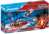 Playmobil City Life Brigade de pompiers avec bateau et hélic