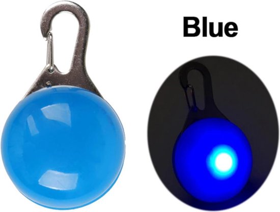 Foto: Hond led lampje voor aan de halsband blauw