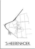 DesignClaud 's-Heerenhoek Plattegrond poster - A2 + fotolijst wit (42x59,4cm)