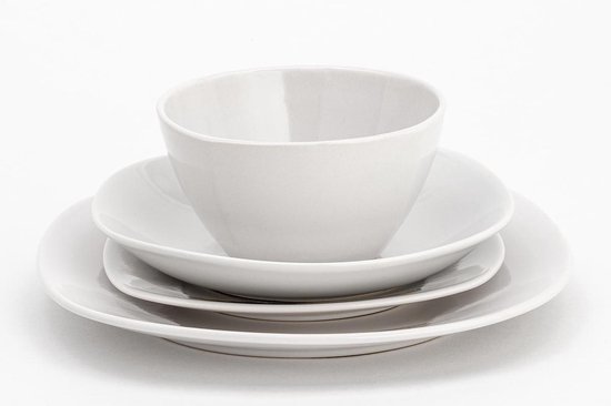 Dujust Services de table , assiette plate, porcelaine, blanc avec bord doré,  10,5/Ø26