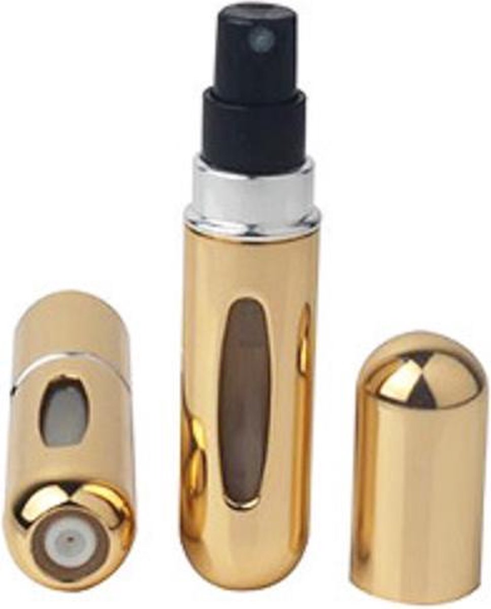 Set 3x 5ml Parfum Fles Mini Metal Sproeier Hervulbare Aluminium Parfum Verstuiver Travel Size- Goud