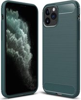 Luxe Apple iPhone 11 Pro hoesje – Groen – Geborsteld TPU Carbon Case – Shockproof Cover