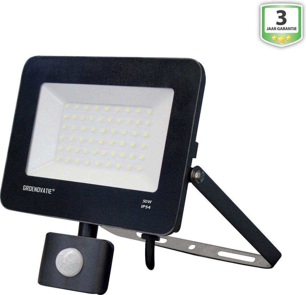 Groenovatie LED Breedstraler - 50W - Sensor - Waterdicht IP54 - Compact - Wit | bol.com