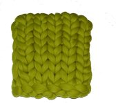 Wollen deken / woondeken / plaid XXL merino wol - lontwol 80 x 120 cm Lime HANDGEMAAKT