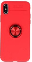 Softcase voor iPhone X Hoesje met Ring Houder Rood
