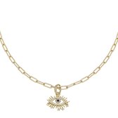 Ketting - Zirkonia eye - Handgemaakt - Gold plated