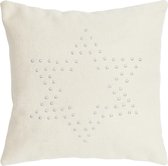 Linen & More Stud Star on Felt sierkussen - wit - 43 x 43 cm