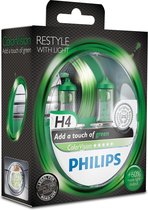 Philips ColorVision H4 Groen 60/55W 12V, set à 2 stuks