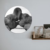 Schilderij Fotokunst Rond | Olifanten | 60 x 60 cm | PosterGuru