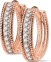 Oorbellen hoop ring met center steentjes gold plated rose kleur ©LMPiercings