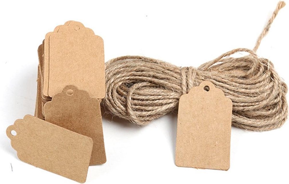 Kraft labels klein met touw |100 stuks | Kartonnen labels met touwtje |  cadeau labels... | bol.com