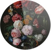 Bloemen in een glazen vaas | Jan Davidsz de Heem | Rond Plexiglas | Wanddecoratie | 80CM x 80CM | Schilderij | Oude meesters | Foto op plexiglas