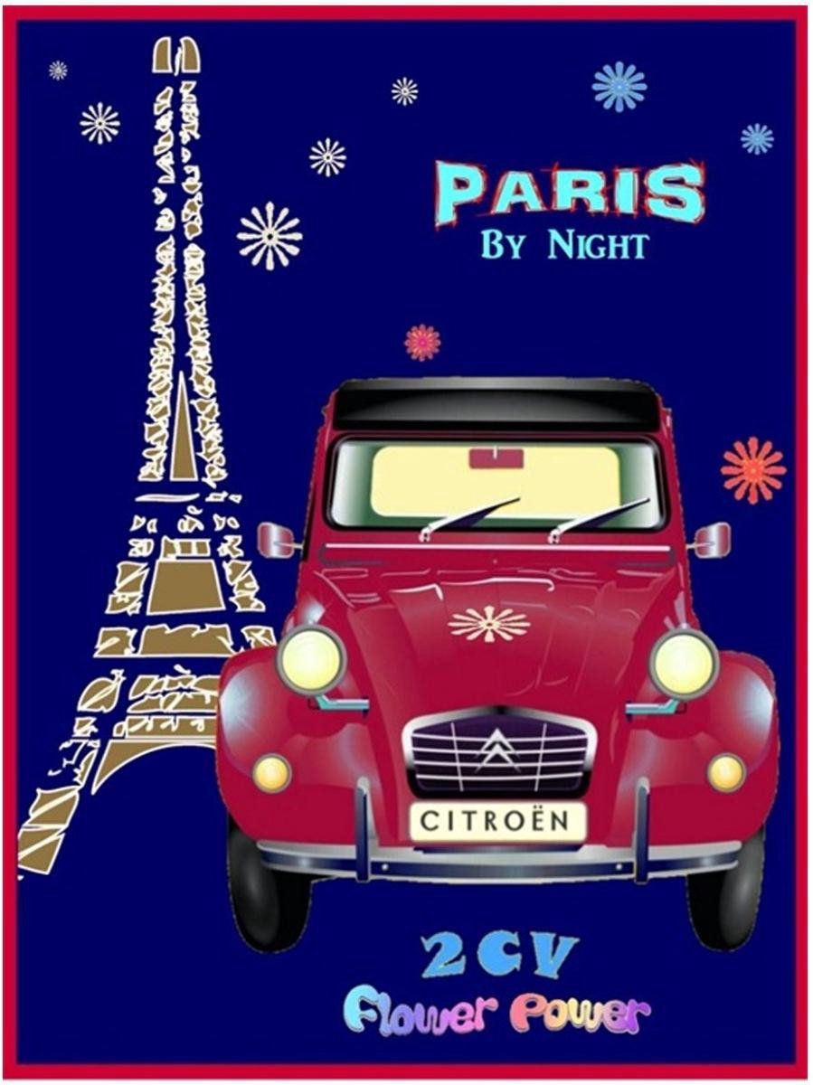 Citroën 2 CV Paris By Night Metalen Bord - 20 x 30 cm