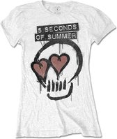 5 Seconds of Summer Dames Tshirt -XL- Heart Skull Wit