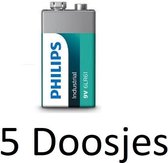 50 Stuk (5 Doosjes a 10 st) Philips Industrial 9V / 6LR61 - Alkaline batterijen