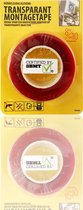 3BMT - Montagetape dubbelzijdig klevend - transparant - 10mm x 10 meter - 8KG per 10cm extra sterk