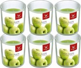 6x Geurkaarsen appel in glazen houder 25 branduren - Geurkaarsen appel geur - Woondecoraties