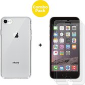 iPhone 6 en 6s Plus Telefoonhoesje met 2 x Screenprotector | Zwart Soft Touch Siliconen Smartphone Case | Gehard Beschermglas