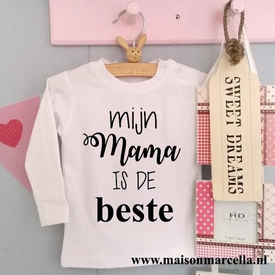 Baby shirtje of meisje tekst mijn mama is de beste | lange mouw T- Shirt | | bol.com