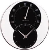 Wandklok met thermometer – Metalen klok - Ø 30 x 4 cm – Wit – Zilver