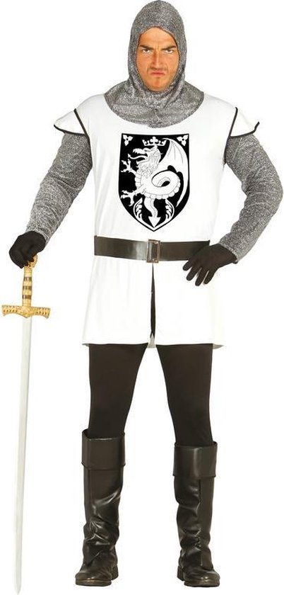 Middeleeuwse ridder verkleed kostuum wit voor heren - Verkleedkleding - Carnaval