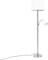 QAZQA retro - Klassieke Vloerlamp | Staande Lamp met flexarm met leeslamp - 1 lichts - H 1580 mm - Staal - Woonkamer | Slaapkamer | Keuken