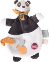 Tikiri Pancha: PANDA - FLAT TOY met hoofdje in natuurlijk rubber 24cm, met bamboe-stof, op kaart, 0+