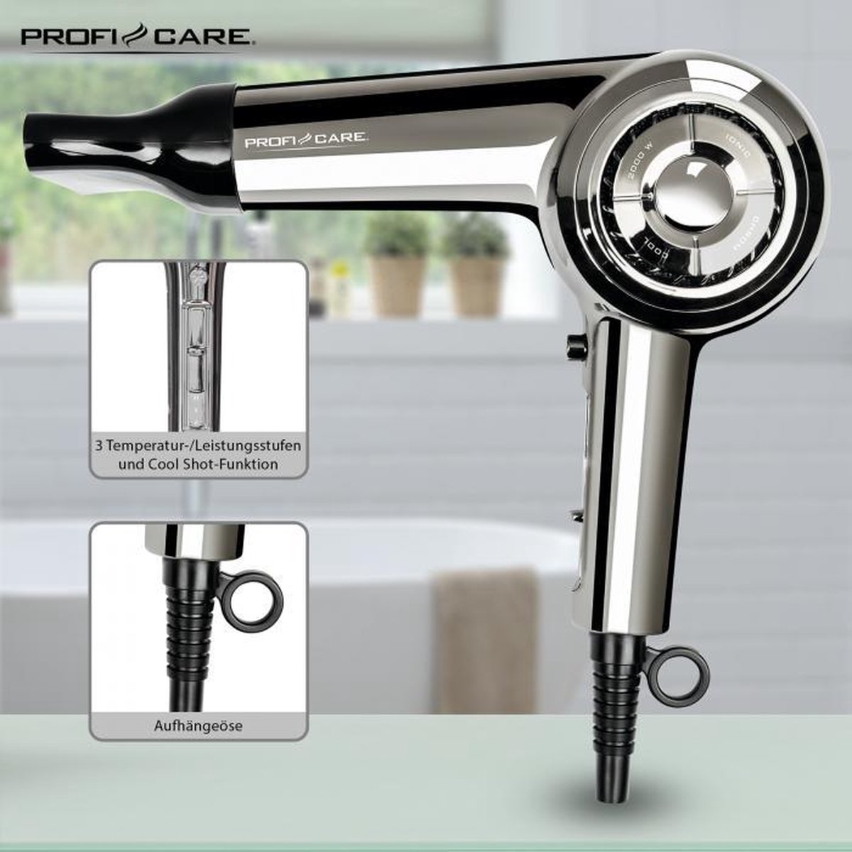 ProfiCare HT 3033 Retro Haardroger Chroom - afbeelding 3
