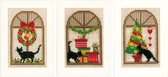 Vervaco Kerstsfeer set van 3 wenskaarten borduren PN-0150427