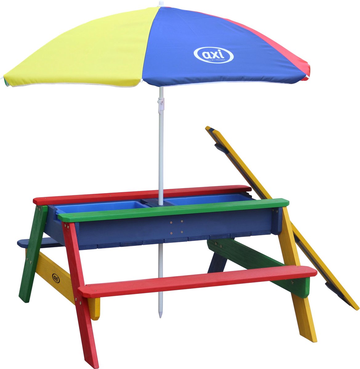 Bol.com AXI Nick Zand & Water Picknicktafel in Regenboog kleuren - Verstelbare Parasol - FSC hout - Picknick tafel voor kinderen... aanbieding