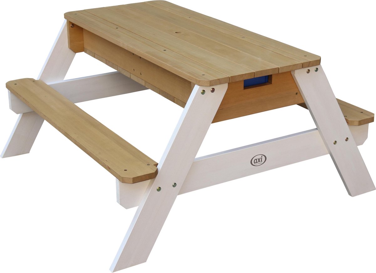 AXI Nick Zand & Water Picknicktafel in Bruin/Wit voor kinderen - Met in hoogte verstelbare Parasol in Blauw/Wit - Multifunctionele Picknick tafel van FSC hout - Picknick tafel voor kinderen van hout — afbeelding 4