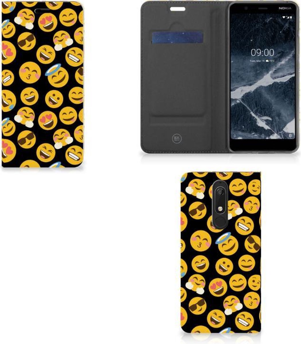 Nokia 5.1 (2018) Hoesje met Magneet Emoji