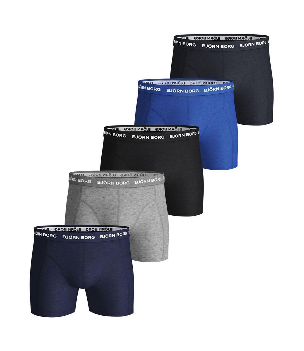 Bj rn Borg - Heren Onderbroeken 5-Pack Boxers Blue Mix - Blauw - Maat XL