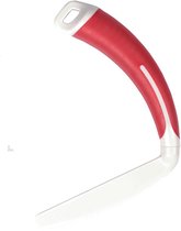 Mes met gebogen handvat - gehoekt mes, aangepast bestek voor links- en rechtshandige. Anti-slip greep, rood.