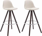 Clp Franklin Set van 2 barkrukken - Rond frame - Stof - Creme - Cappuccino