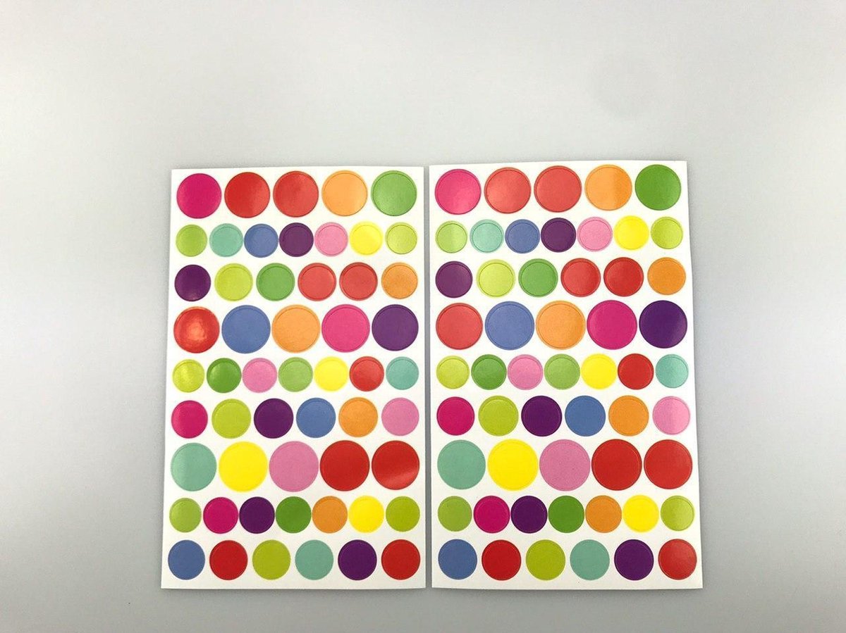 Kleurrijke rondjes stickers| 2 vellen| 54 stickers per vel | | bol.com