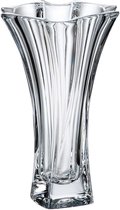 H&D HYALINE & DORA Blumenvase aus klarem Glas, verdickte Kristallglasvase für Wohnzimmer, Sonnenblumen-Design, 19,3 x 8,9 cm