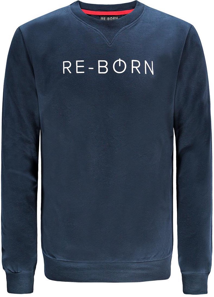 Re-Born - Sportkleding - Sweater - Sporttrui - Padel - Fitness - Tennis - Trui Ronde Hals Lange Mouw - Heren - Donkerblauw - Maat L