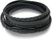 Leren armband zwart 24.5cm groot Galeara Ava Heren Dames
